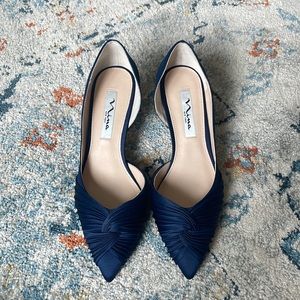 Navy Silk Heels
